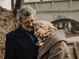 Older couple laughing together